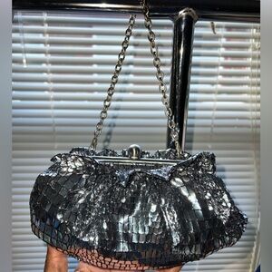 Silver Sequin Evening Bag